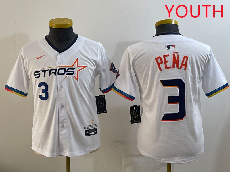 Youth Houston Astros 3 Pena White Fourth generation Joint Name 2025 Nike MLB Jersey style 6
